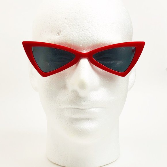 Red Retro Sunglasses Triangle Lens Decade Eighties - Picture 14 of 16